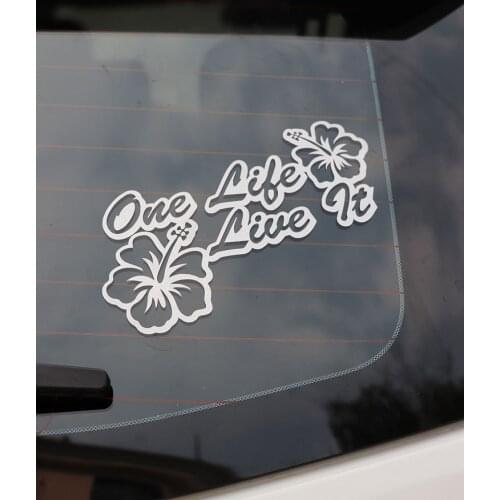 ZTTZDY 15.5CM*14CM Fashion Flower One Life Live It Vinyl Car Window Sticker Decal ZJ2-0104