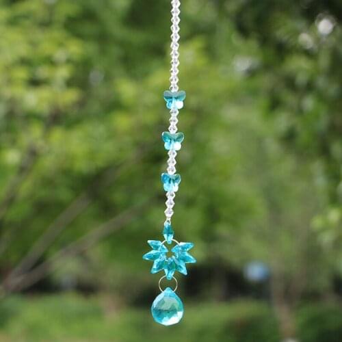 1pcs Butterfly Crystal Ball Prism Pendant Hanging Suncatcher for Office Yard Garden Home Decoration