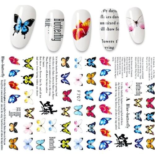 1PC Nail Sticker Butterfly Peacock Designs Nail Art Decorations Animal Fruit Stickers for Nails