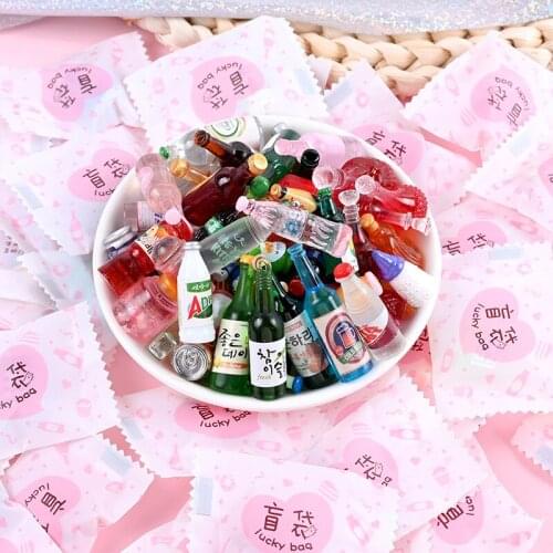 10 Bags Mix Simulation Cartoon Mini Food Bottles Blind Bag Flatback Resin Cabochon Lucky Bags DIY Scrapbooking For Phone Deco