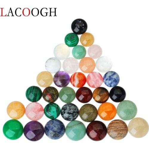 Wholesale New Fashion 10pcs Mixed Flat Round Natural Stone Cabochons Beads 6/8/10/12mm for DIY Bangles Jewelry Making Findings