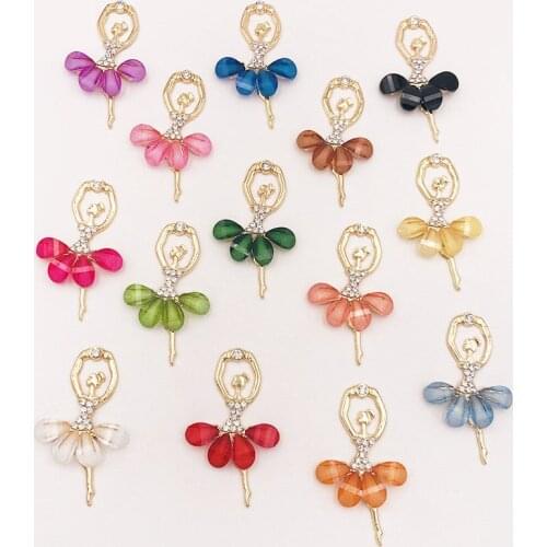 10PCS/Lot 3*6CM Crystal Ballet Dancing Girl Decoration For DIY Clothing Applique Metal Wedding Embellishment Jewelry Craft