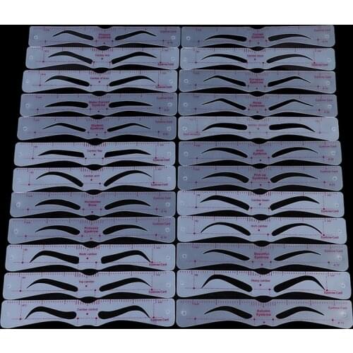 24pcs Grooming Shaping Balanced Template Eyebrow Makeup Magic Eye Brow Class Drawing Guide Eyebrow Stencil Card Template Helper