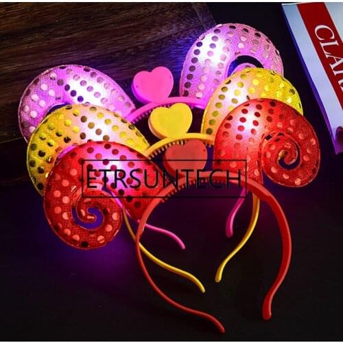 480pcs Glowing Paillette Sheep Led Headband Light Up Toys Flashing Headwear Decoration Party Lighting Headhoop