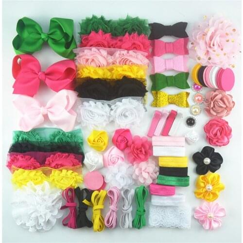 83 pcs/lot Christmas DIY headbands kit ,shabby flower shower headband station, , shower headband kit
