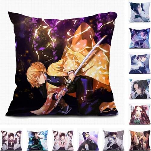 Anime Demon Slayer Christmas Gift Agatsuma Zenitsu Sofa Pillow Case Custom Decorative Cushion Covers Home Textile Pillowcase A26