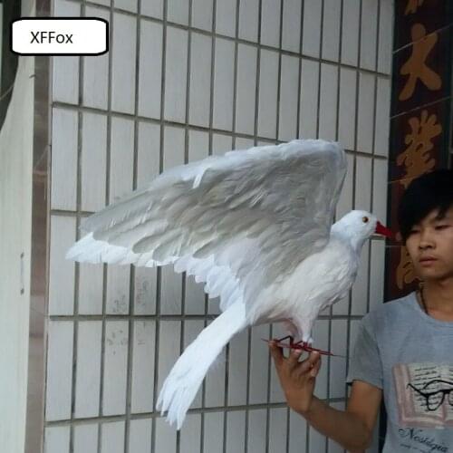 Big real life white pigeon model foam&feather new wings dove bird doll about 45x60cm xf0054