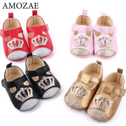 Baby Girl Shoes Princess Crown Baby Girl Shoes Cotton PU Leather Mary Jane Newborn First Walkers Toddler Shoes For Girls