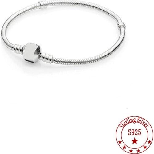 Bracelet S925 Sterling Silver Snake Bone Chain Classic Full Diamond Basic for Pandora Lady Jewelry Gift