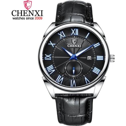 CHENXI Fashion Vintage Men Watch Leather Roman Numerals Quartz Wrist Watch Waterproof Mens Business Watches Relogio Masculino