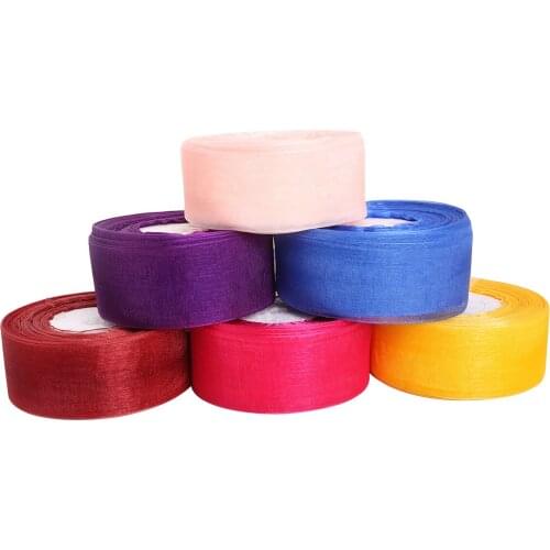38mm Colorful 50 Yards Chiffon Organza Ribbons Apparel Sewing For DIY Gifts Wedding Decoration Party Home Christmas Silk