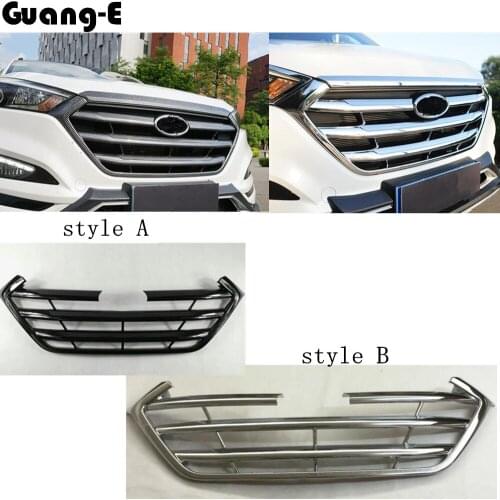Car Body Protection Detector ABS Chrome Trim Front Up Grid Grill Grille Around Frame Lamp For Hyundai Tucson 2015 2016 2017 2018