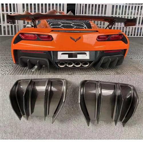 REAL Carbon Fiber REAR Diffuser Lip Bumper Splitter For Chevrolet Corvette C7/C7 Sport 2014UP RIX Styling