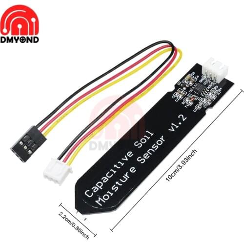 DC 3.3V-5.5V Corrosion Resistan Capacitive Soil Moisture Humidity Resistive Sensor V1.2 Module with Analog Sensor Cable Wire