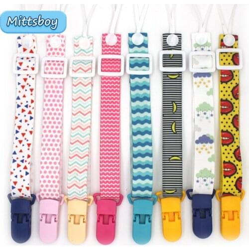 Fixed Button Baby Pacifier Clips Chains Ribbon Dummy Soother Holder Chains Anti-drop Buckle Strap for Pacifier Baby Feeding Gift