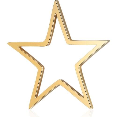 Fnixtar 5pcs/lot Mirror Polished Stainless Steel 28.5*30mm Hollow Stars Charms Metal Pendants DIY Jewelry Making Accessories