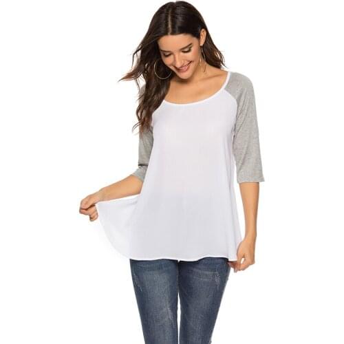 New Coming Thin Summer Casual Women T-Shirts Half Sleeve Fashion Patchwork Loose Irregular Women Clothes Summer Shirt Tops