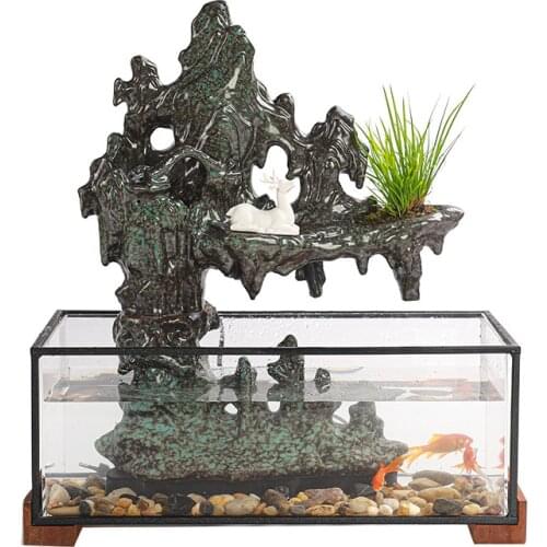 Chinese Creative Artificial Mountain and Fountain Decoration Living Room Fish Tank Office Fish Farming Landscape Lucky Opening