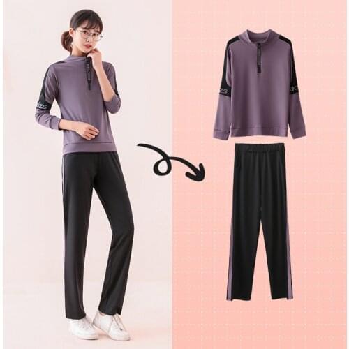 Spring Summer Autumn Fashion Running Set for Women Casual Sports Fitness Outdoor Clothes Long Sleeve Shirts Pants for Female