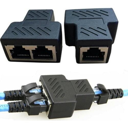 KPHRTEK 10PCS LOT RJ45 Splitter Adapter 1 to 2 Ways Dual Female Port CAT5/6/7 LAN Ethernet Cable