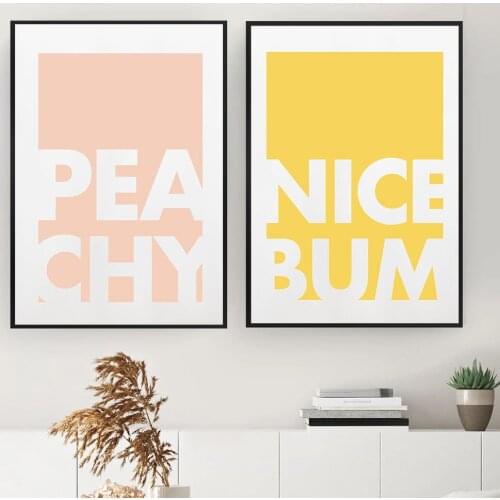 Nice Bum Canvas Painting Modern Funny Yellow And Pink Toilet Rules Sign Poster Print Humor Wall Art Picture Bathroom Home Decor