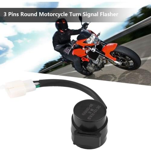 Round Turn Signal Flasher Relay Blinker for GY6 50-250cc Motorcycles Scooters Moped ATV Black 3 Pins