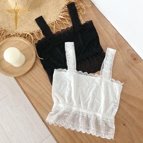 Lace Embroidery Patchwork Camisole Womens Ruffle Tube Top Tank Camis Casual Underwear Crop Tank Vest Bottom Bra Vest Tops Femme