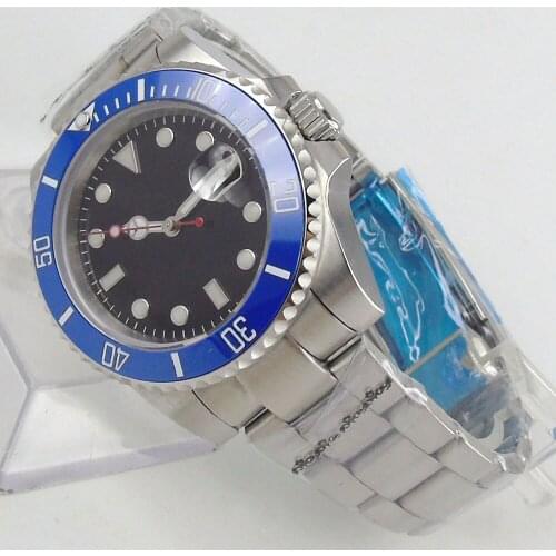 40mm Black Dial Sapphire Glass Blue Ceramic Bezel NH35A MIYOTA 8215 Automatic Movement Mens Watch