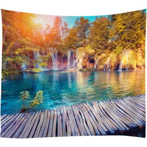 Natural Landscape Painting Tapestry Wall Hanging Cloth Bed Spread Beach Towel Table Cloth Yoga Mat House Living Room Decoration