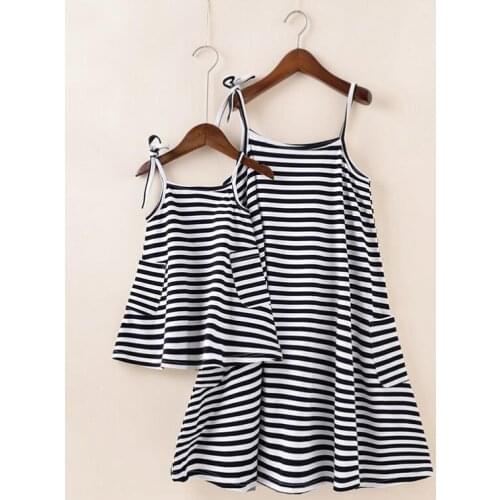 New 2017,girl striped Parent-child clothes,cotton Family Matching Outfits dresses for mother daughter Family installe dresses