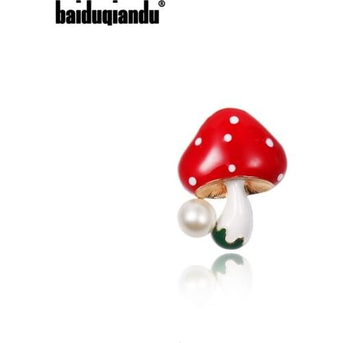 Baiduqiandu Brand New Arrival Enameled Mushroom Brooch Pins in Red / Yellow / Purple Colors