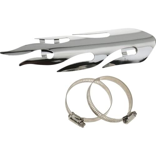 Flame Chrome Exhaust Muffler Pipe Heat Shield For Chopper Cruiser