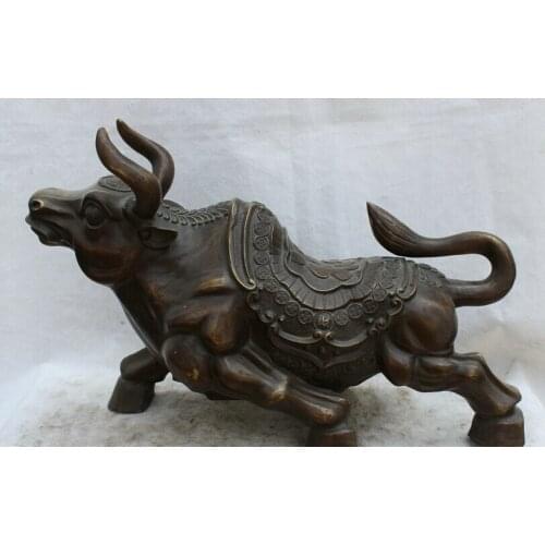 Song voge gem S1854 20 Chinese Bronze animal money Fengshui Zodiac Year Bull Oxen sculpture Statue