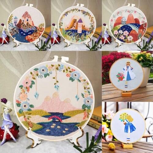 Landscape Collections Handcraft Embroidery Needlework Kits DIY Retro Cross Stitch Materials Package Embroidered Flower Accessory