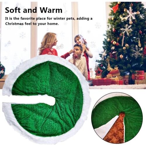 Christmas Decoration Mosaic Splicing Christmas Tree Skirt Plush Non-woven Artificial Fur Snow Tree Apron For Anniversary Banquet