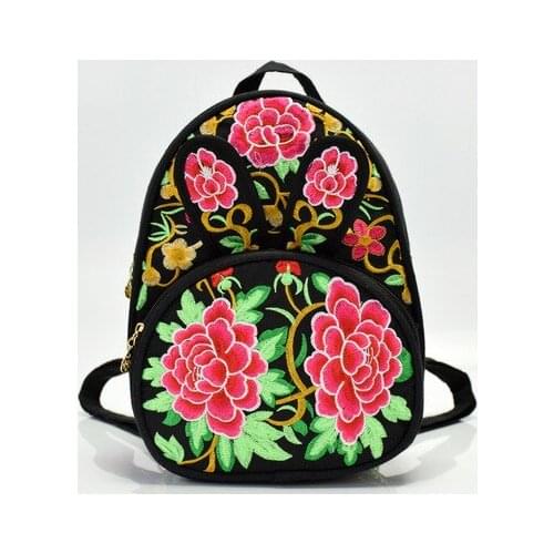 Hot multi floral embroidery National women shopping backrack!Nice bohemian prints lady small backpacks All-match casual packruck