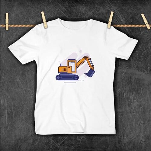 Funny Cute Yellow Tractor Printed Baby Boys Favorite Fishnet Child Clothing T-shirt Fashion Beautiful Sleeve T-shirts Plus Size