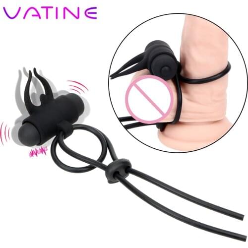 VATINE Penis Ring Vibrator Lock Rope 10 Speed Clitoris Stimulator Delay Ejaculation Sex Toys for Men Cock Ring Time Lasting