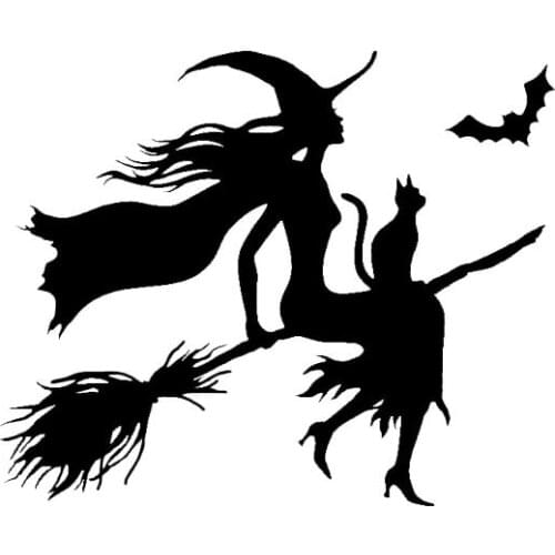 For Interesting Witch Halloween Car Sticker KK Vinyl Waterproof Decal Silhouette Accessories Silhouette Decor13*10cm