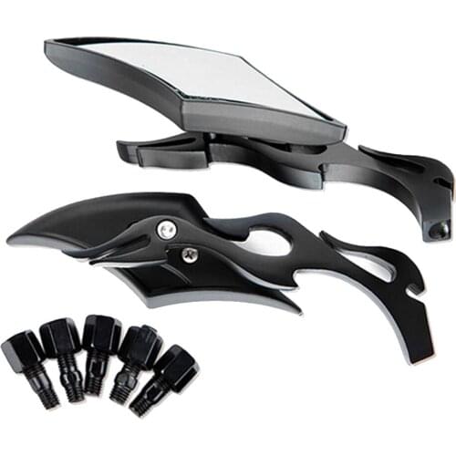Twisted Flame Side Rearview Mirrors 8mm 10mm Bolts For Harley Cruiser