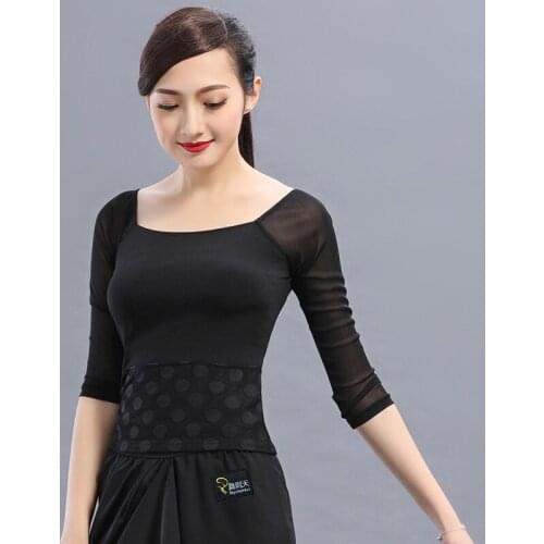 Ladys Long Sleeve Dancing Practice Suit Modern Dance Blouse Female Dancing Undercoat Body Latin Social Dance Square B-6555