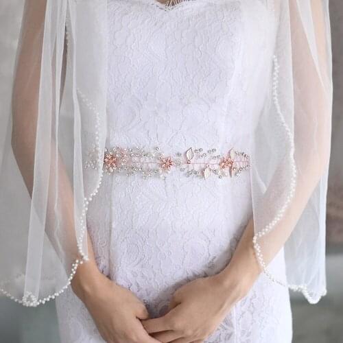 ZMSH236-RG Crystal Bridal Belt Rose Gold Rhinestone Jeweled Belt Pearl Diamond Wedding Womens Belts Fashion Evening Dresses