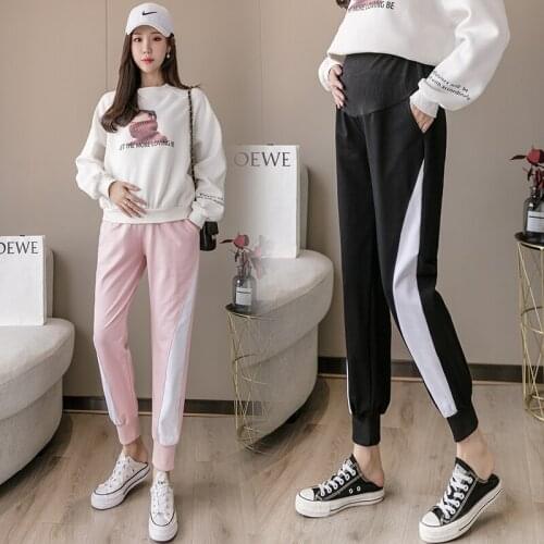 0932# Maternity Pants Summer Casual Pants High Waist Loose Comfy Belly Support Pants Elastic Waist Maternity Trousers