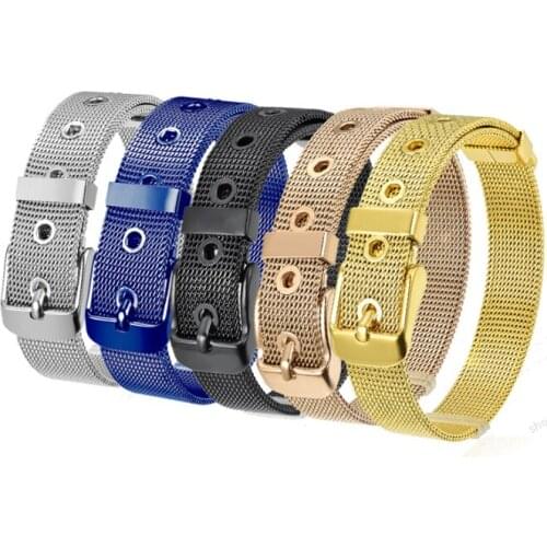 1PC 6mm/8mm/10mm Multiple Colors Stainless Steel Mesh Bracelet Women Bangles Fit For Slide Charms Men Women Bracelet Gift