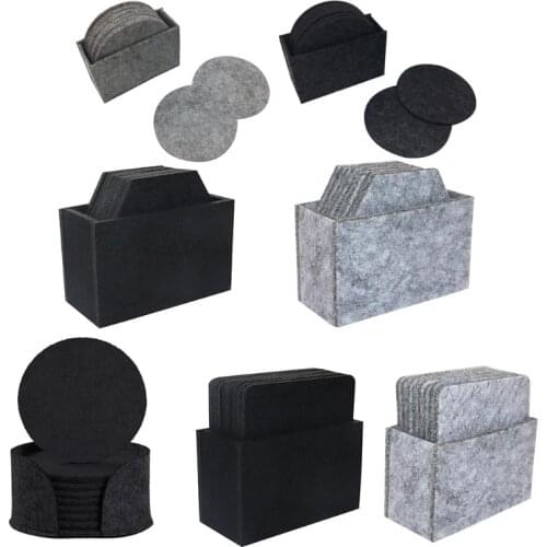10Pcs Felt Drink Coaster Set with Holder Modern Decorative Coasters