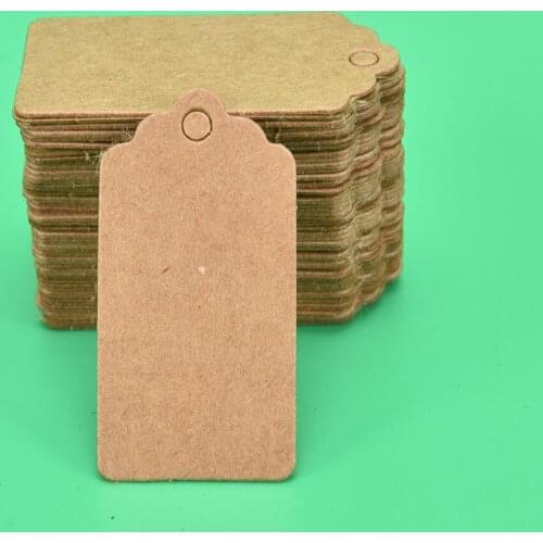 100Pcs Wedding Party DIY Kraft Paper Tags Brown Lace Scallop Head Label Luggage Note Blank Price Hang Tag Kraft Gift 4x2cm