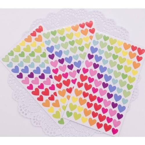 12 Sheets/Lot New Colorful Heart Paper Sticker DIY Multifunction Decoration Stationery Stickers Office School Supplies
