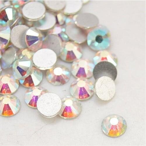 1440pcs/bag 3~3.2mm Glass Flat Back Rhinestone Grade A Half Round Back Plated Faceted Crystal AB Beads For Jewelry Making