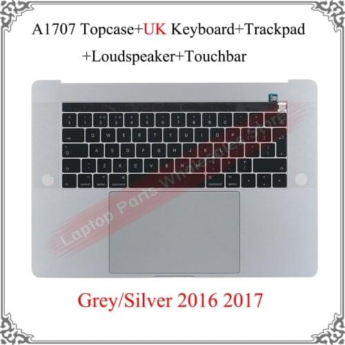 15.4 Inch Laptop Keyboard English Grey Silver For Macbook Pro A1707 UK Keyboard Backlight Topcase Loudspeaker Touchbar 2016 2017