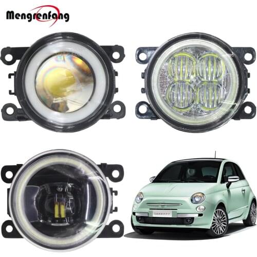 2 X Car Fog Light LED Halo Ring Angel Eye DRL Daytime Running Lamp 12V For Fiat 500 L4 1.4L 2012 2013 2014 2015